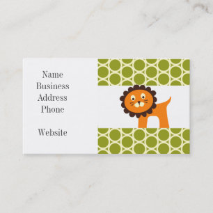 Carte De Visite Lion mignon sur les cadeaux verts de motif pour
