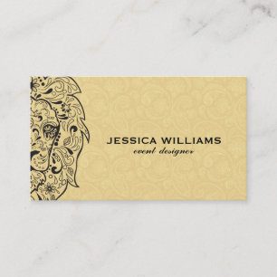 Carte De Visite Lion sucre crâne et beige paisley