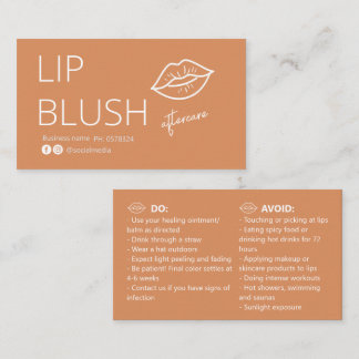 Carte De Visite  Lip Blush Tattoo Aftercare Advice Card