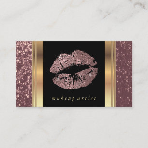 Carte De Visite Lips de Parties scintillant en or Dusty Rose et or