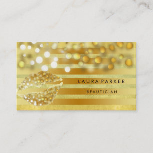Carte De Visite Lips Gold Golden Stripes maquillage Artiste Beauti