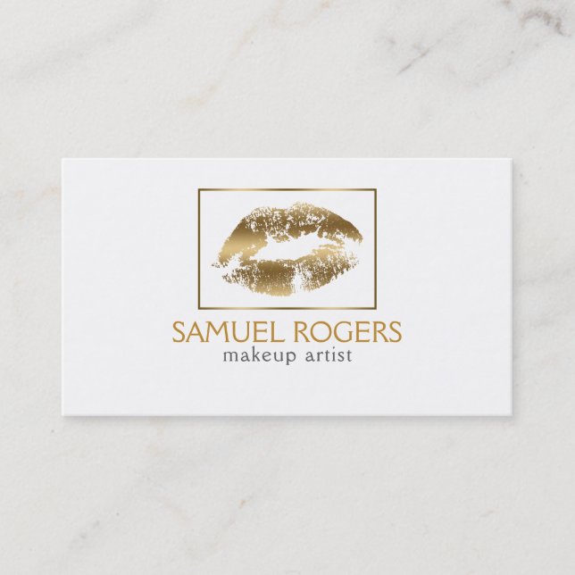 Carte De Visite Lips or et cadre géométrique (Devant)
