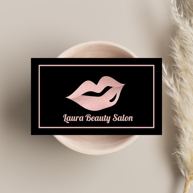 Carte De Visite Lips Rose Gold Glam Maquillage Artiste Beauté Salo (Créateur téléchargé)