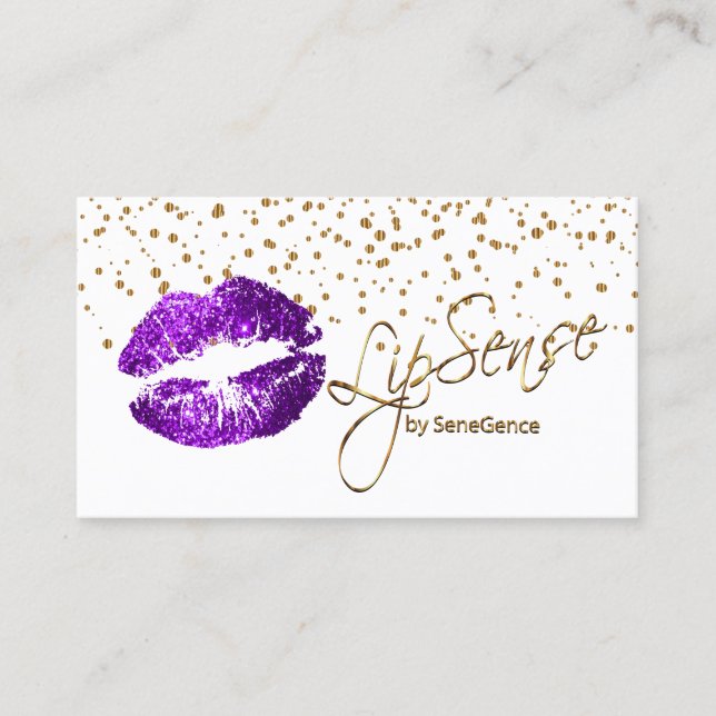 Carte De Visite LipSense Gold Confetti & Purple Lips (Devant)