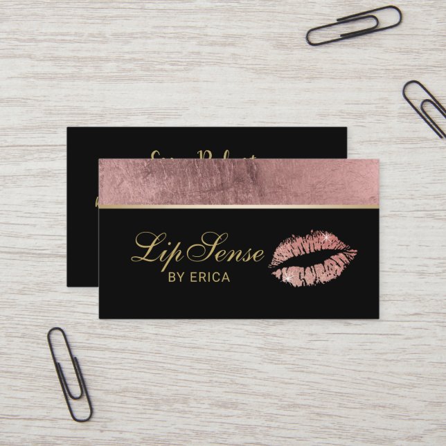 Carte De Visite Lipsense maquillage Artiste Rose Gold Lips médias  (Devant/Arrière en situation)
