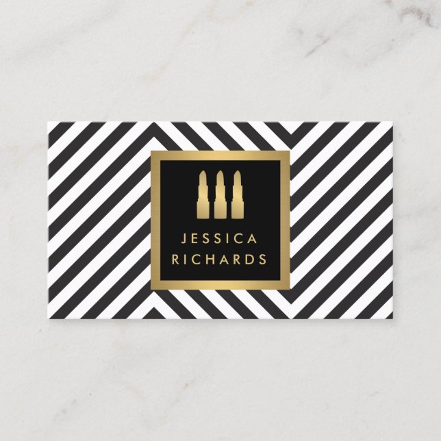 Carte De Visite Lipstick Trio Logo Black/White Motif Beauté (Devant)