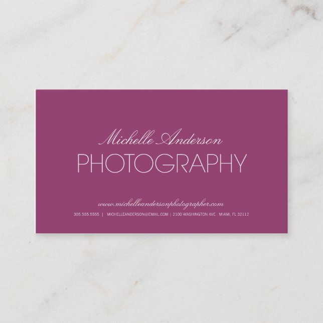 CARTE DE VISITE LISSE DE PHOTOGRAPHIE DU (Devant)