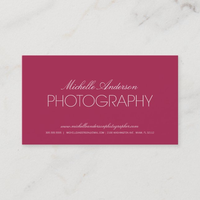 CARTE DE VISITE LISSE DE PHOTOGRAPHIE DU (Devant)