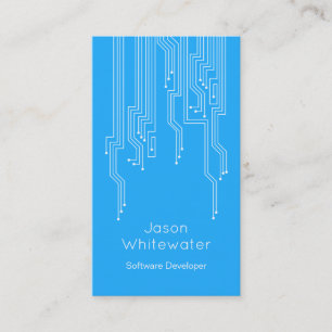 Carte de visite lisse plat de techno - bleu