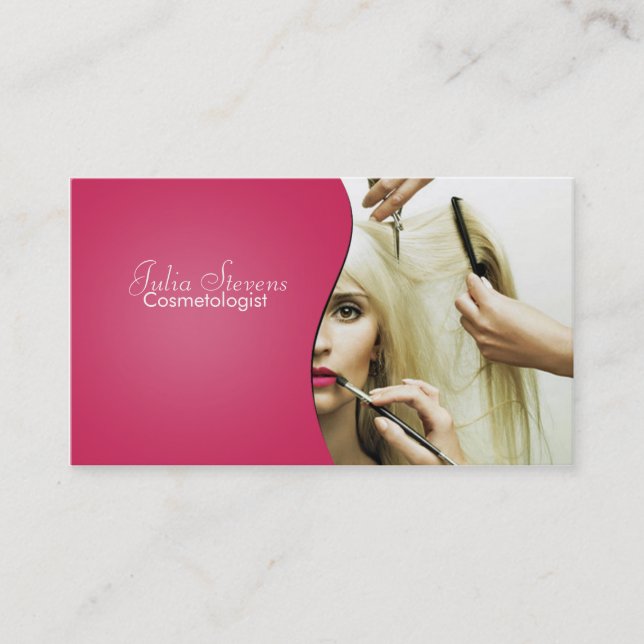 Carte de visite lisse rose de cosmétologie (Devant)