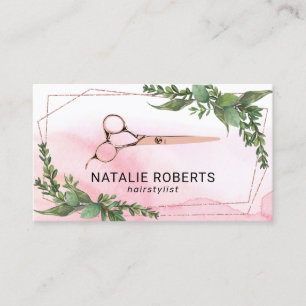 Carte De Visite Liste de cheveux Aquarelle transparente Vert géomé