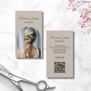 Carte De Visite Liste de cheveux Arche moderne Photo Beige