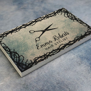 Carte De Visite Liste de cheveux Ciseau noir Vintage Thorn encadré