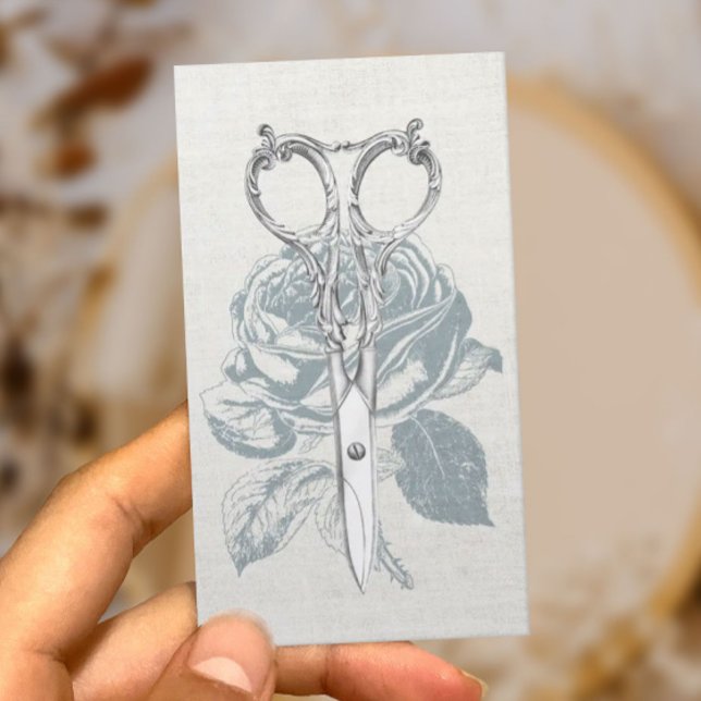 Carte De Visite Liste de cheveux Ciseau Vintage Dusty Rose linge (Créateur téléchargé)