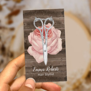 Carte De Visite Liste de cheveux Ciseaux Vintages et Salon Fleur B