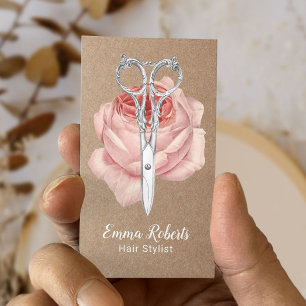 Carte De Visite Liste de cheveux Ciseaux Vintages et Salon Fleur K