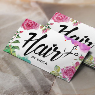 Carte De Visite Liste de cheveux Elégante aquarelle Floral Salon