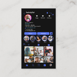 Carte De Visite Liste de cheveux Instagram Blue   Analyser pour co