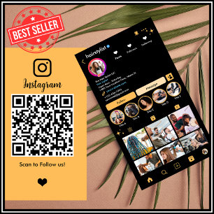 Carte De Visite Liste de cheveux Instagram Peach   Analyser pour c
