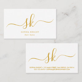 Carte De Visite Liste de cheveux Monogramme personnalisé Gold Scri