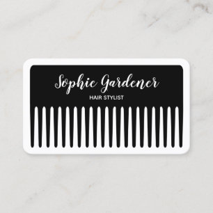 Carte De Visite Liste de cheveux - Peigne - Noir et blanc