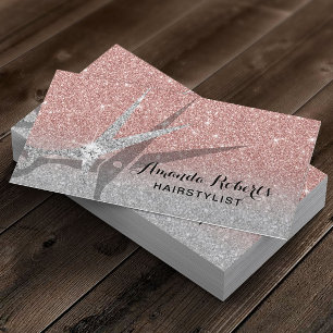 Carte De Visite Liste de cheveux Rose moderne Gold Silver Parties 