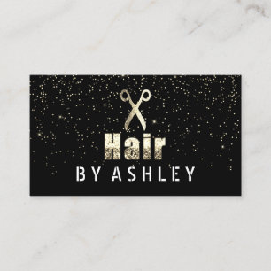 Carte De Visite Liste de cheveux Salon Noir Gold Confetti Rendez-v