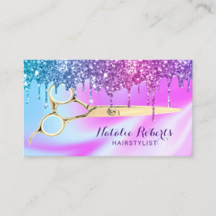 Carte De Visite Liste de cheveux Unicorn Blue Rose Parties scintil