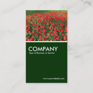 Carte De Visite Lit de Tulipes rouges 02 - Vert foncé