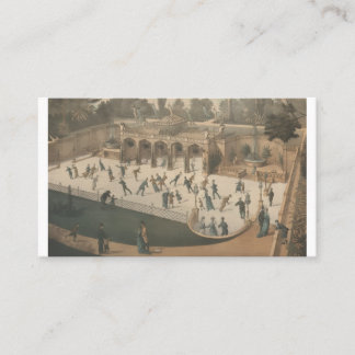 Carte De Visite Lithographie de patinage sur glace d'hiver victori