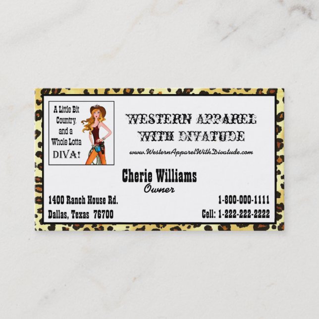 Carte De Visite Little Bit Country et toute une Lotta DIVA! (Devant)