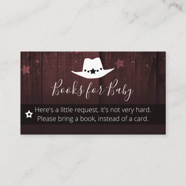 Carte De Visite Little Cowboy Baby shower Livres pour Baby Request (Devant)