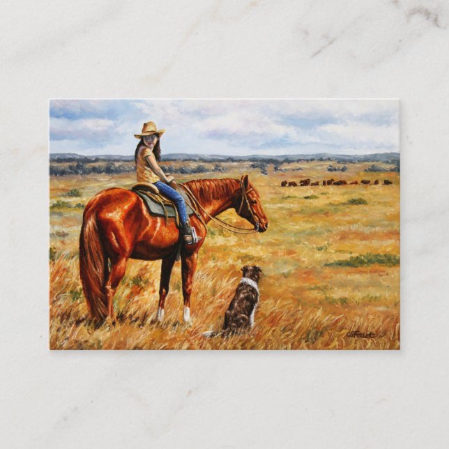 Carte De Visite Little Cowgirl on Cattle Horse (Devant)