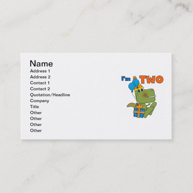 Carte De Visite Little Dino 2e Anniversaire Tshirts et cadeaux (Devant)