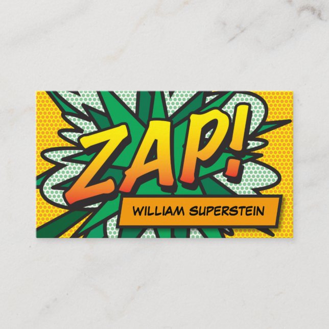Carte De Visite Livre de bande dessinée de pop art personnalisé ZA (Devant)