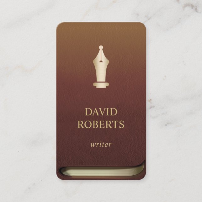 Carte De Visite Livre de professionnel de logo de stylo d'or (Devant)