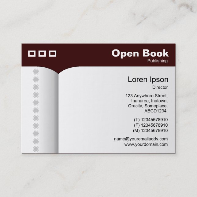 Carte De Visite Livre ouvert - Dark Brown 330000 (Devant)