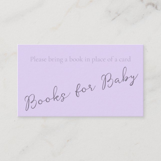 Carte De Visite Livre simple Monogram Pale Lavender pour le Baby s (Devant)
