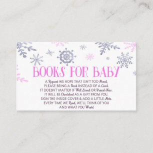 Carte De Visite Livres De Baby shower Pink Snowflake Pour Baby Car