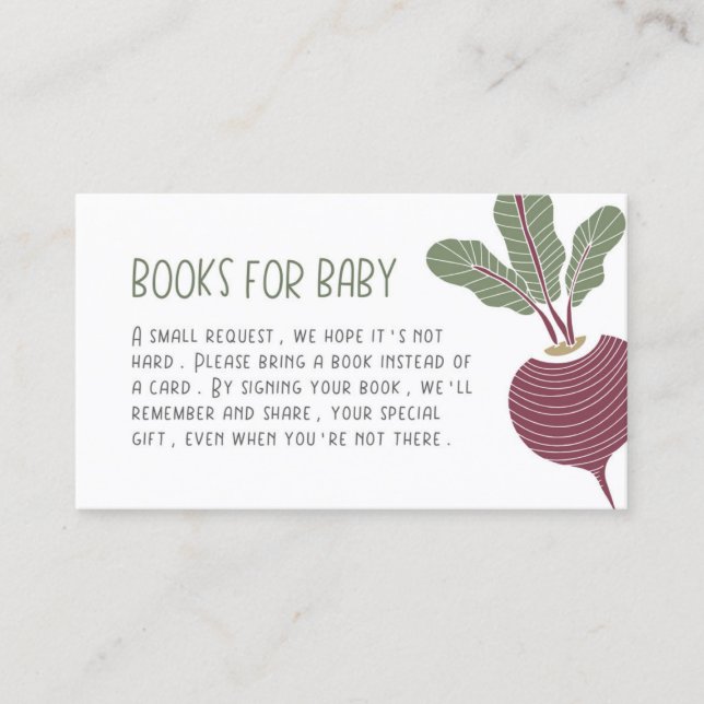 Carte De Visite Livres de Baby showers cultivés localement pour le (Devant)