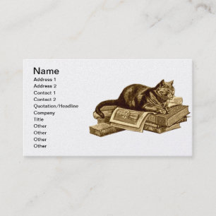 Carte De Visite Livres de lecture de chat de Kitty de rat de