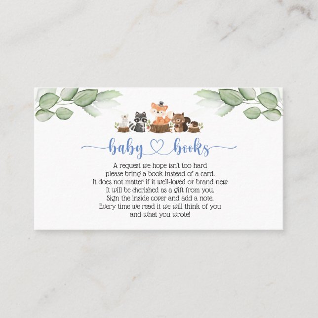 Carte De Visite Livres de Woodland Animal pour Baby Card (Devant)