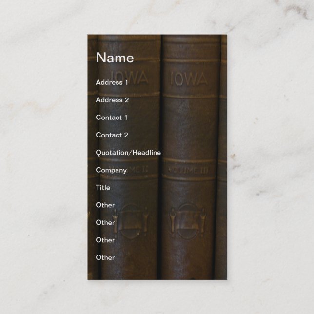 Carte De Visite Livres Iowa (Devant)