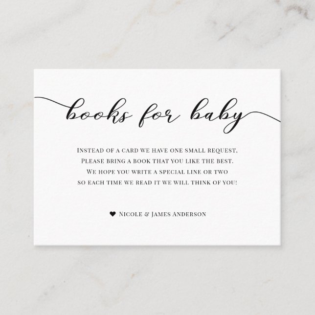Carte De Visite Livres pour boîtier Baby shower noir blanc bande (Devant)