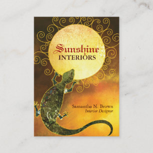 Carte De Visite Lizard tenant le soleil élégant