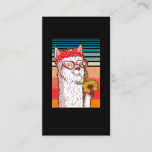 Carte De Visite Llama Alpaca Bandana Hippie tournesol Rétro