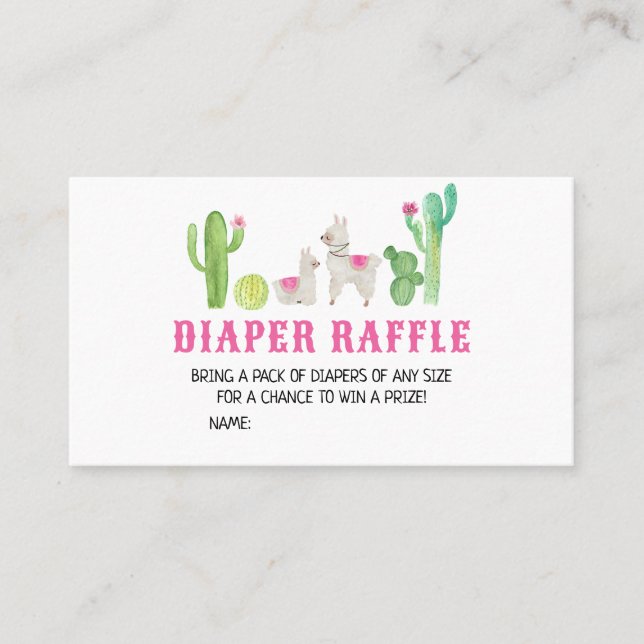 Carte De Visite Llama Baby shower Déchets Raffle (Devant)