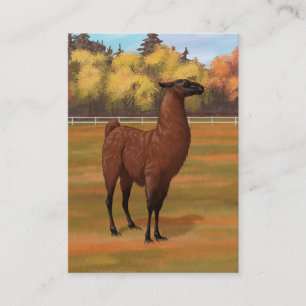 Carte De Visite Llama Brown dans les pâturages agricoles d'automne