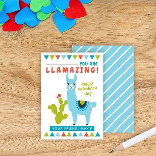 Carte De Visite Llamazing Blue Llama Boys Classroom Valentines