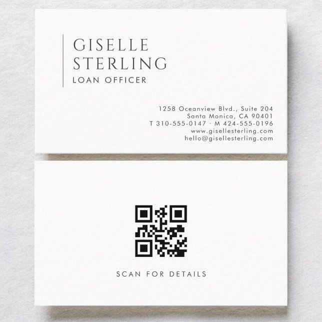 Carte De Visite Loan Officer Modern Professional QR Code (Créateur téléchargé)